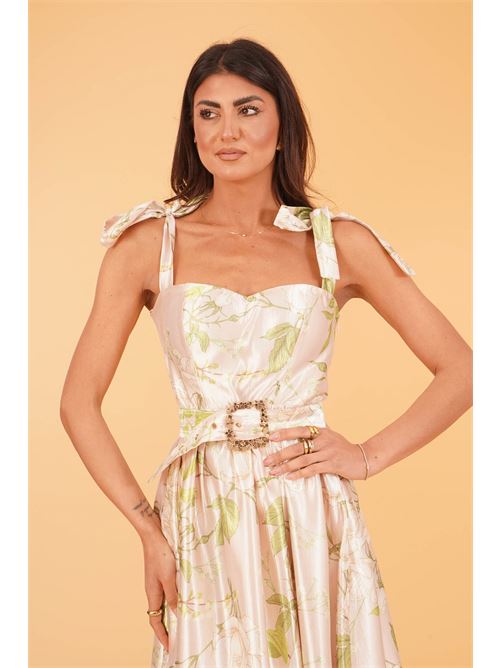 Abito in raso fantasia twins fantasy | T4854BEIGE
